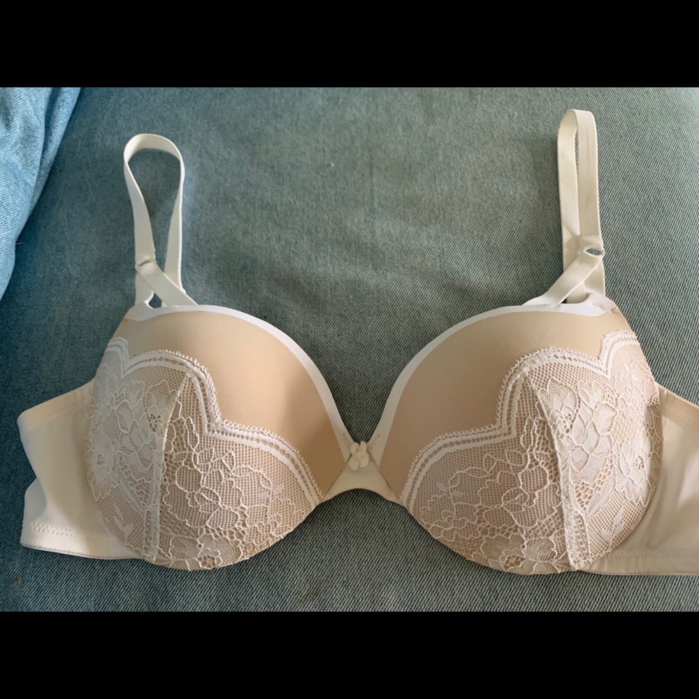 White And Tan Bra Size 38C